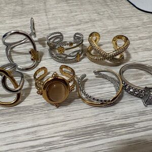 Elegant Gold and Silver Ring Set